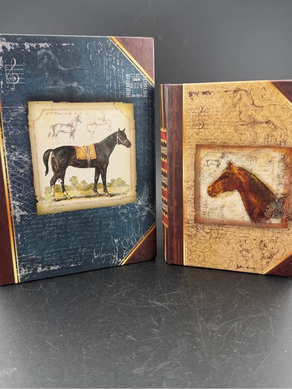 Set of 2 Equestrian Horse Faux Books Decorative Storage Nesting Boxes